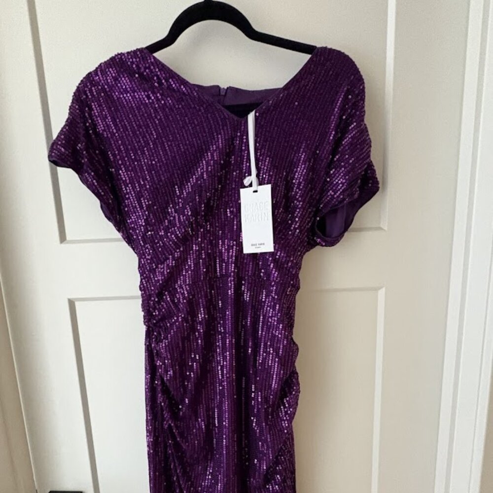 New Years Dress-Grace Karin Sequence Dress- Purple - Size Small